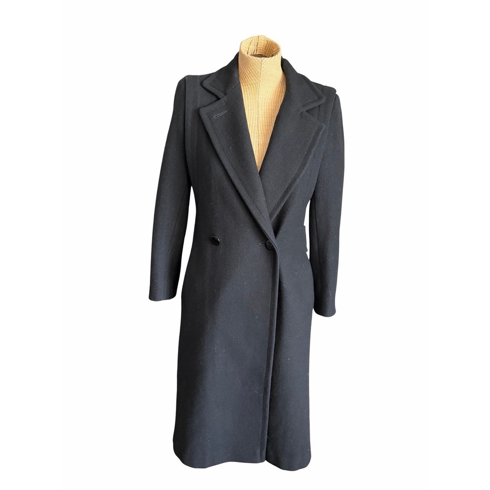 Vintage 70s 80s Jill Jr Women's Wool Coat Jacket Black Timeless SMALL Excellent